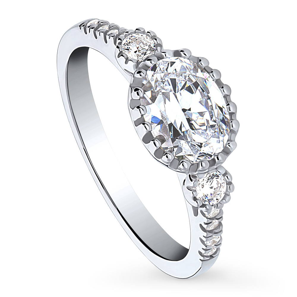 3-Stone Oval CZ Ring in Sterling Silver