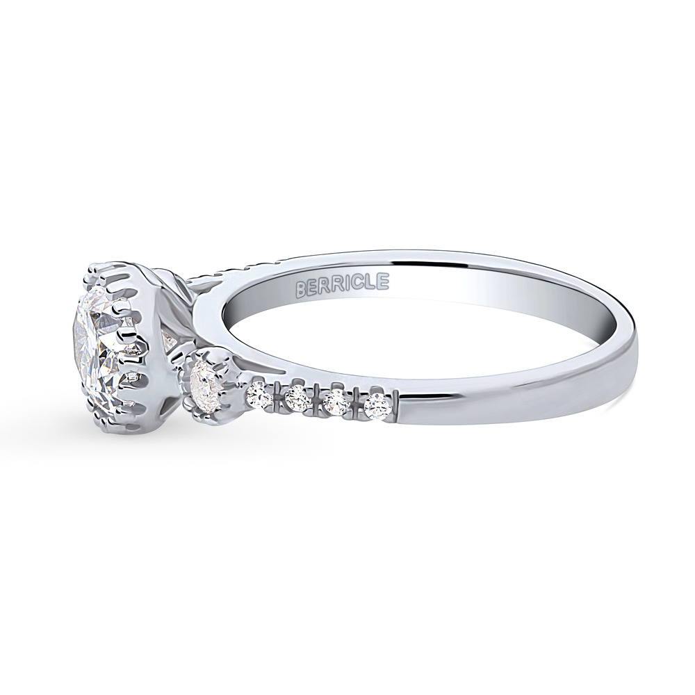 Angle view of 3-Stone 1.2ct Oval CZ Ring in Sterling Silver, 5 of 8