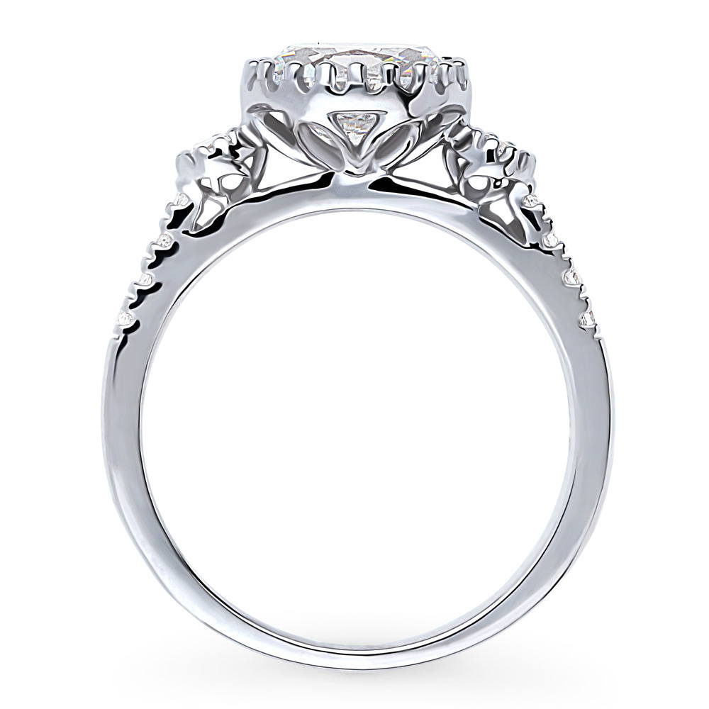 3-Stone Oval CZ Ring in Sterling Silver