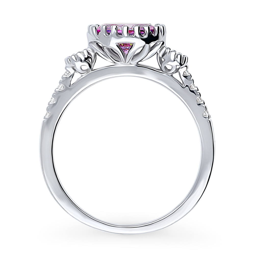 3-Stone 1.2ct Purple Oval CZ Ring in Sterling Silver