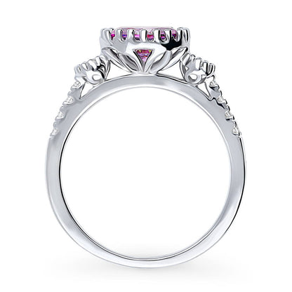 3-Stone 1.2ct Purple Oval CZ Ring in Sterling Silver