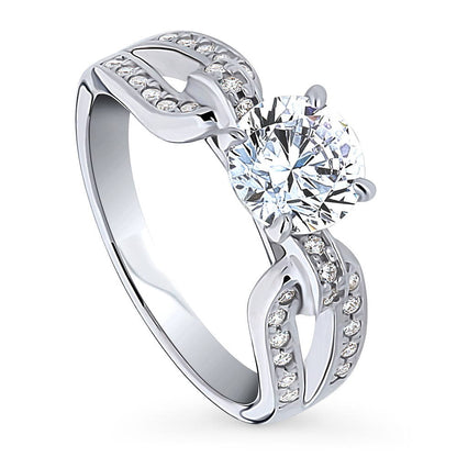 Solitaire Interlocking 1.25ct CZ Ring in Sterling Silver