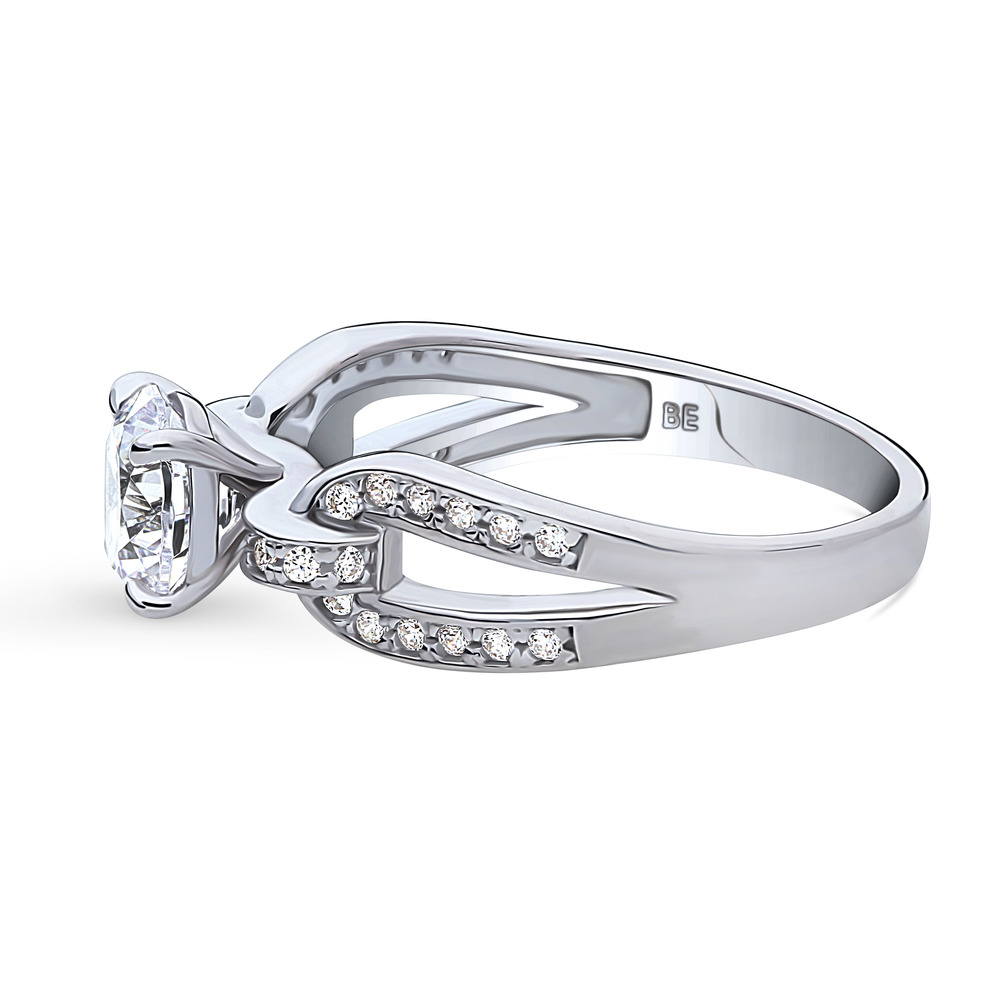 Angle view of Solitaire Interlocking 1.25ct CZ Ring in Sterling Silver, 5 of 8