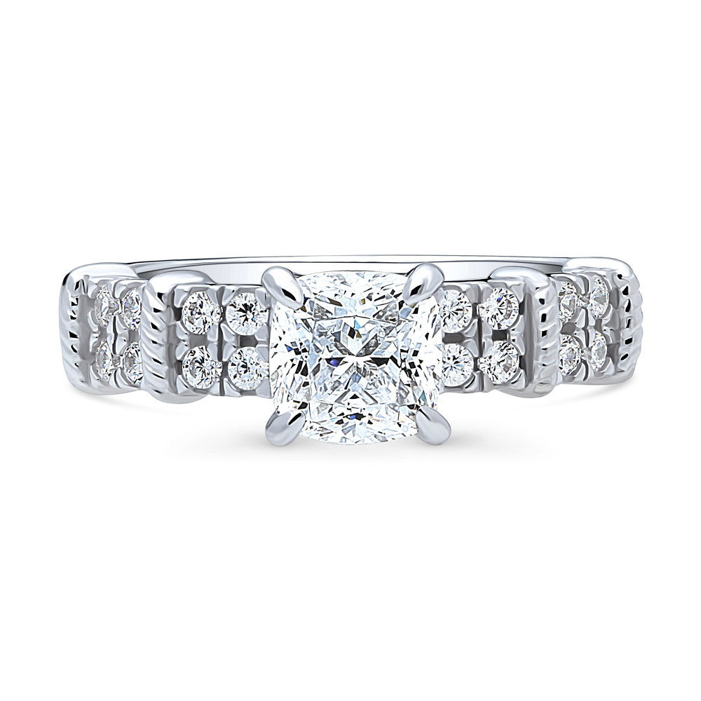 Solitaire 1.25ct Cushion CZ Ring in Sterling Silver, 1 of 8