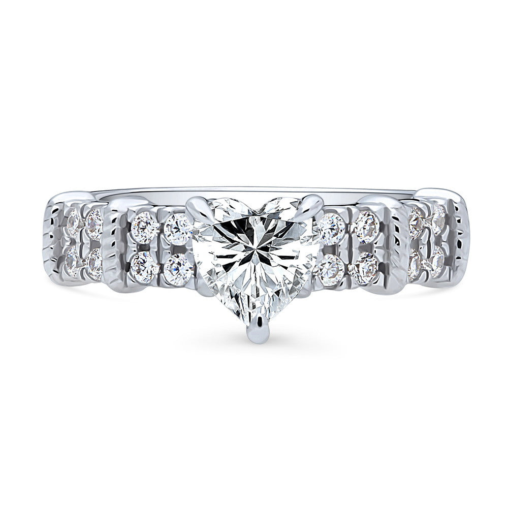 Solitaire Heart 0.7ct Heart CZ Ring in Sterling Silver, 1 of 8