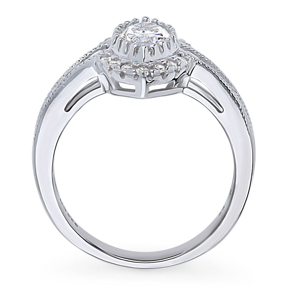Halo Milgrain Marquise CZ Ring in Sterling Silver