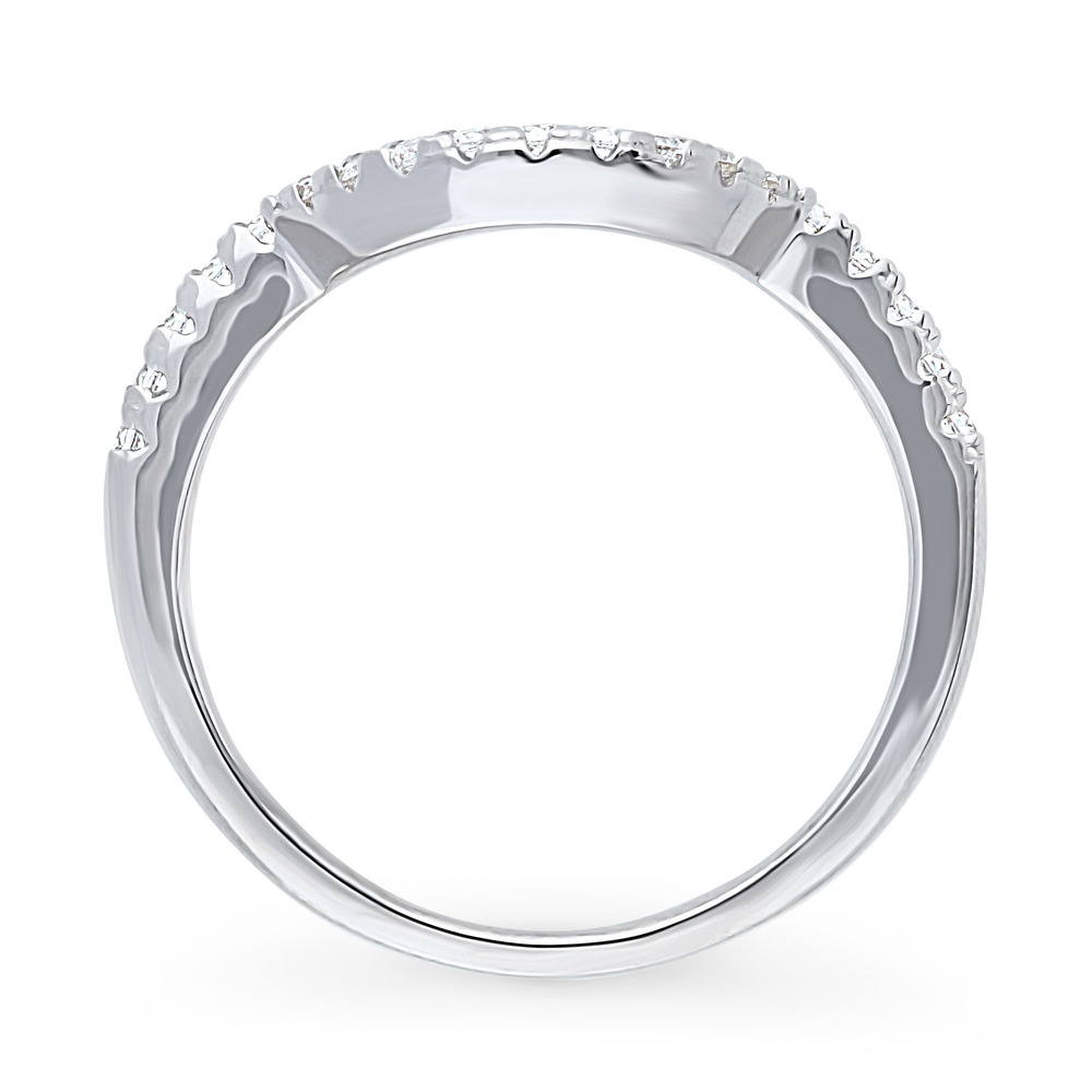 Alternate view of Dome CZ Curved Half Eternity Ring in Sterling Silver, 8 of 8