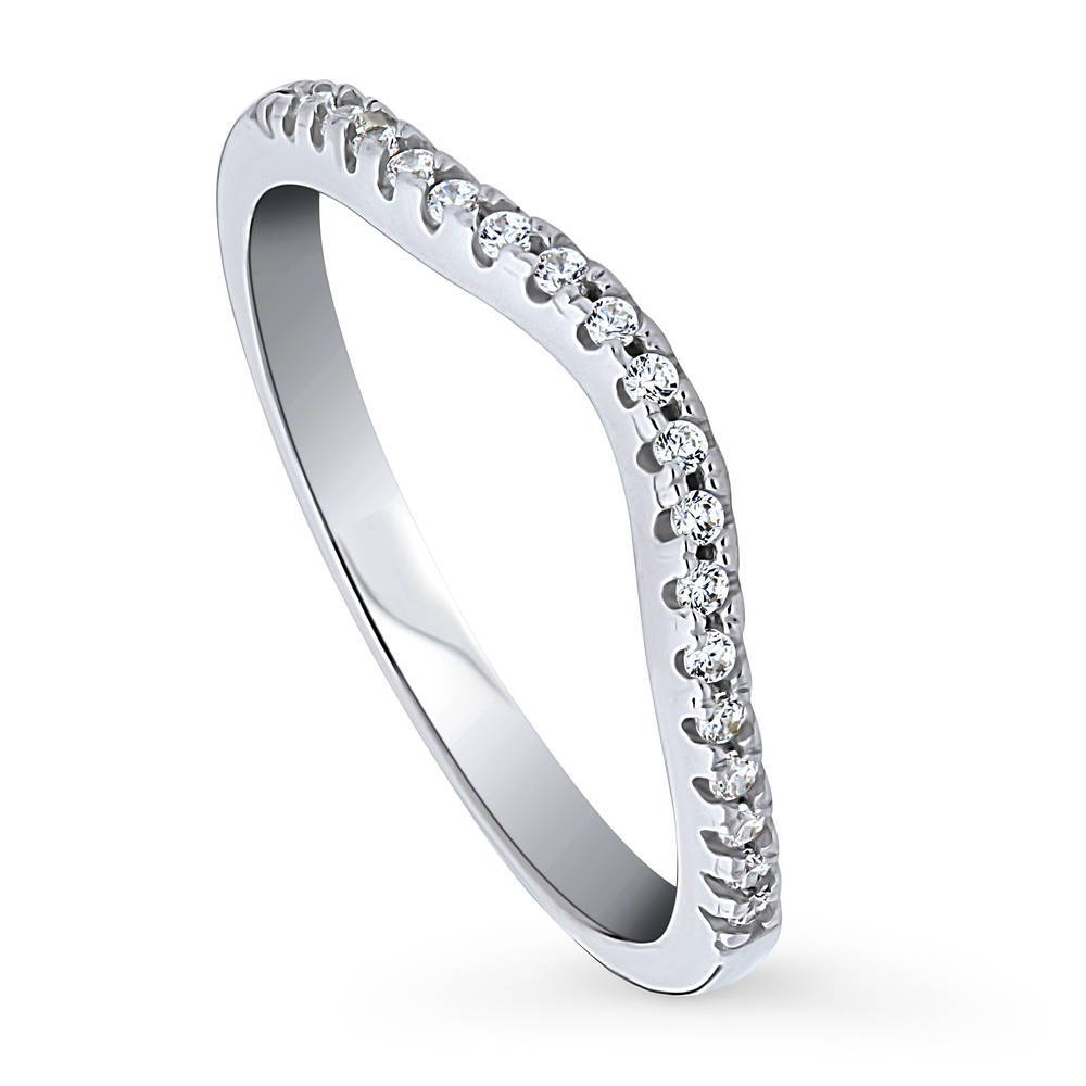 Front view of CZ Curved Eternity Ring in Sterling Silver, 4 of 8