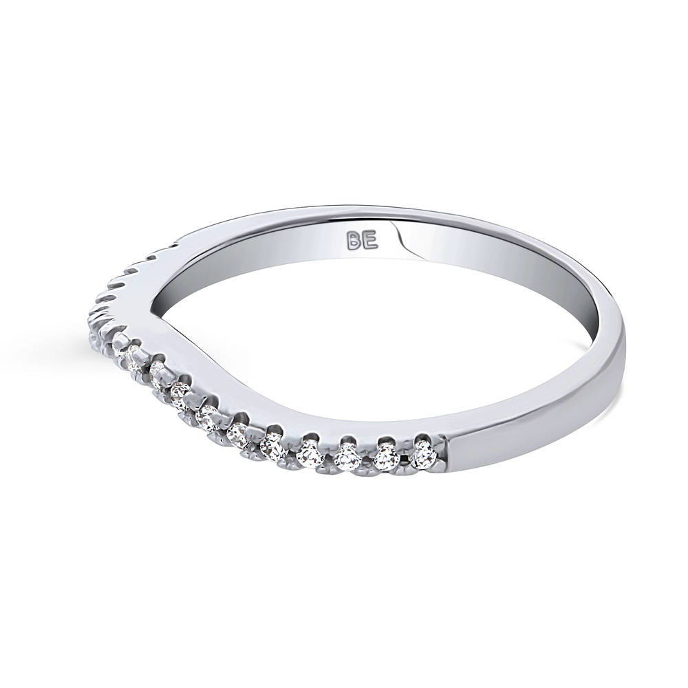 Angle view of CZ Curved Eternity Ring in Sterling Silver, 5 of 8