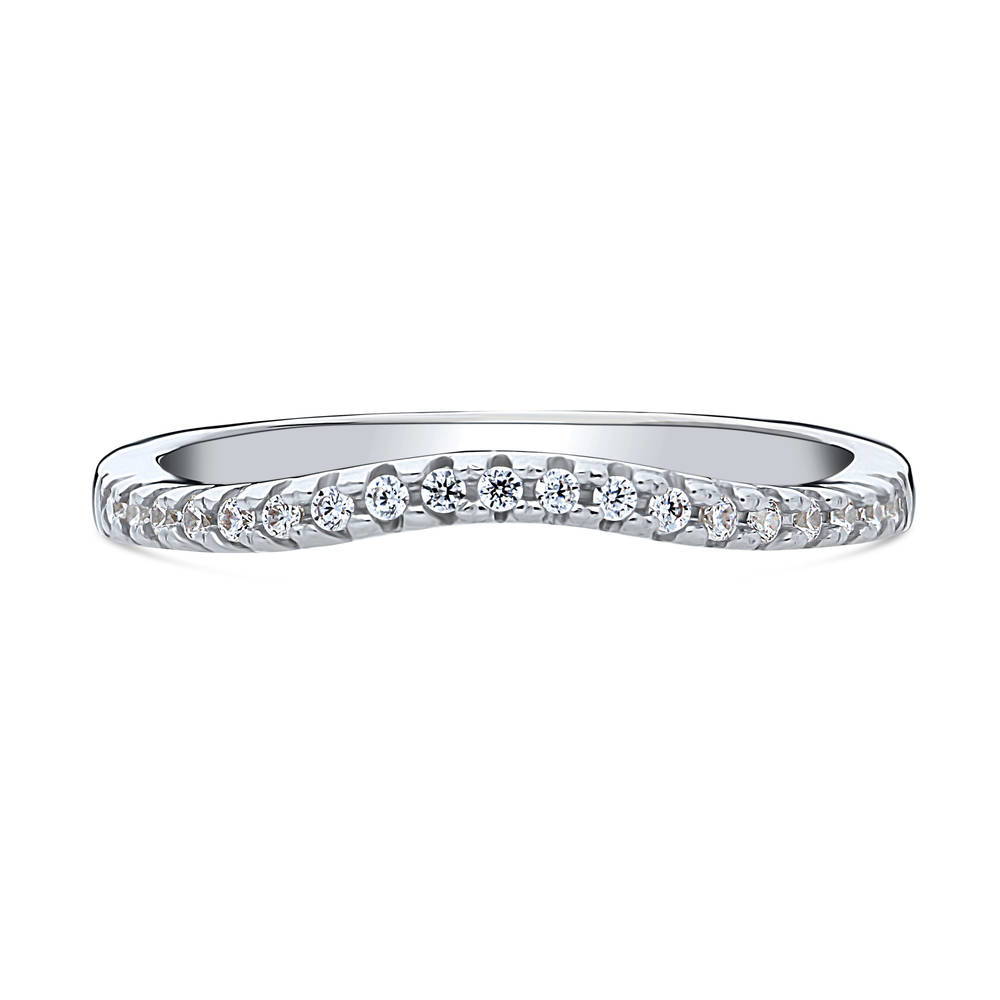 CZ Curved Half Eternity Ring in Sterling Silver, 1 of 8