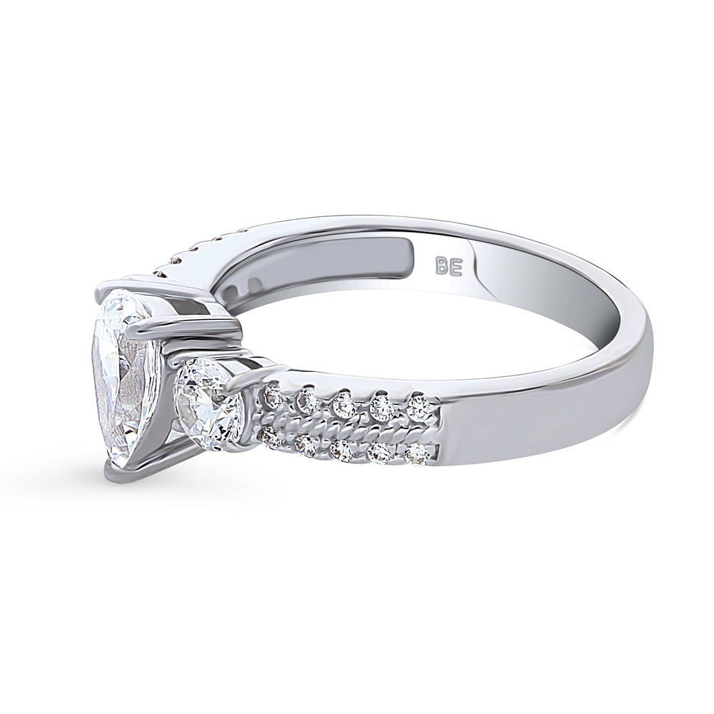 3-Stone 0.8ct Pear CZ Ring in Sterling Silver