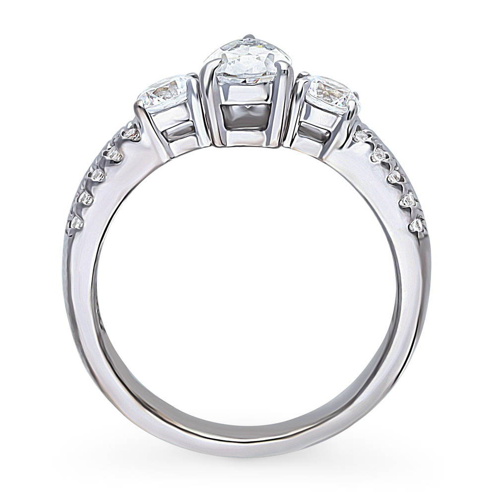 Alternate view of 3-Stone 0.8ct Pear CZ Ring in Sterling Silver, 8 of 8