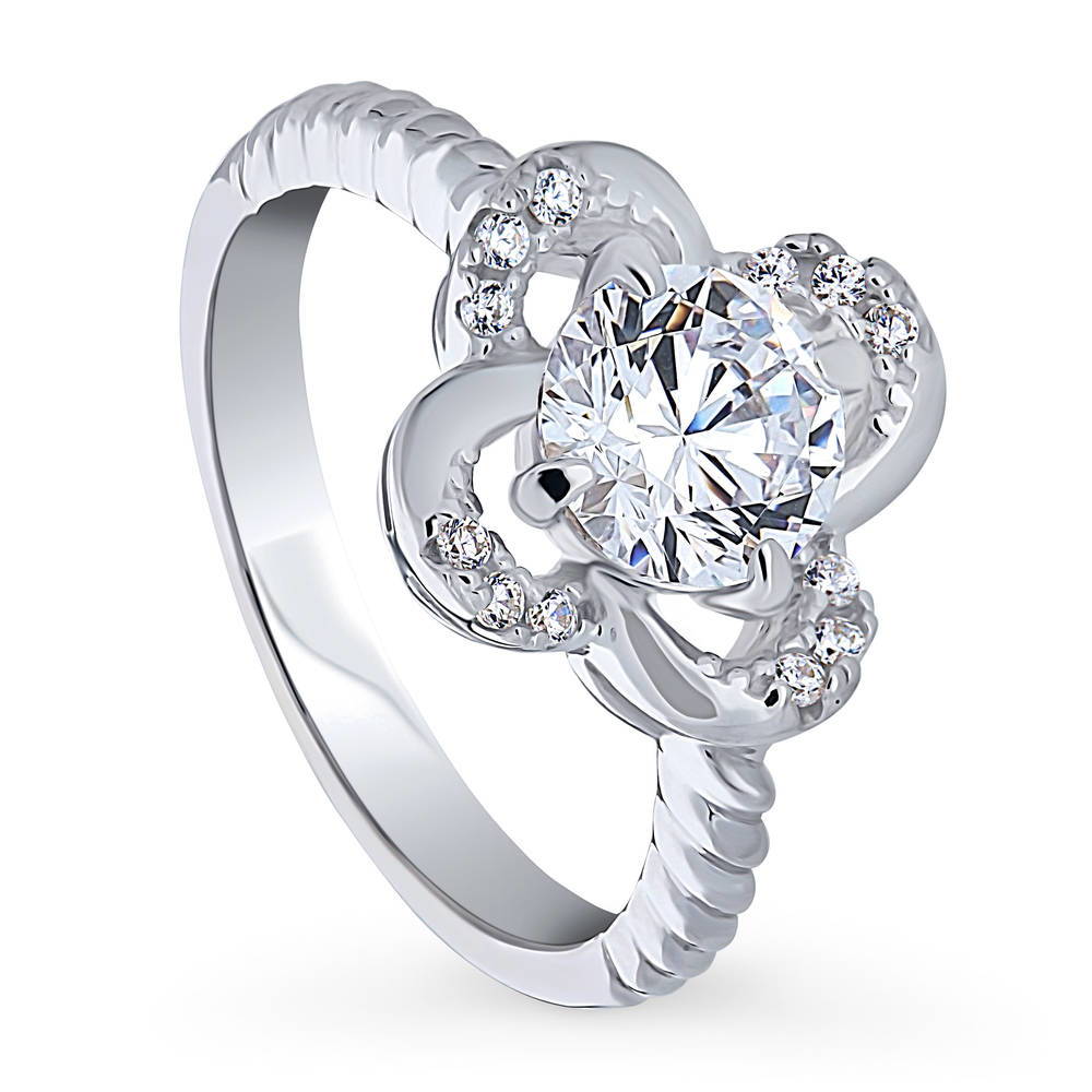 Front view of Flower CZ Ring in Sterling Silver, 4 of 8