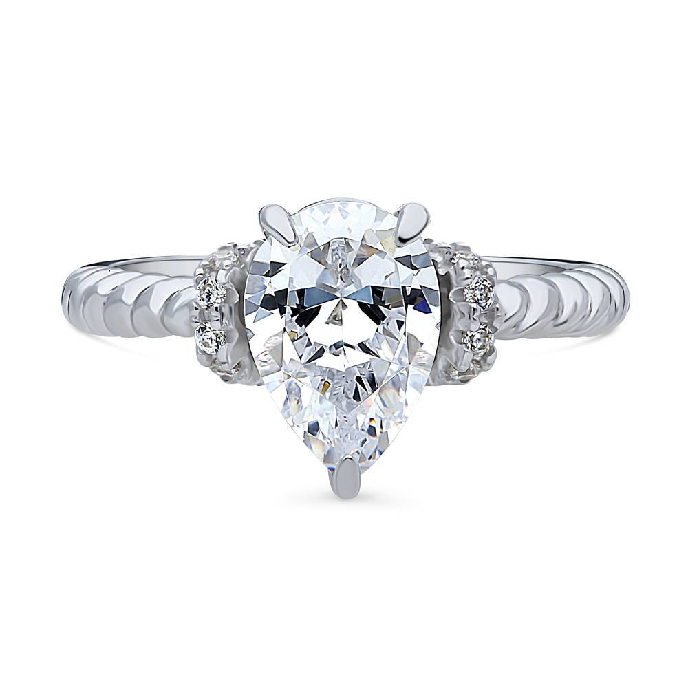 Woven Solitaire 1.8ct CZ Ring in Sterling Silver, 1 of 8