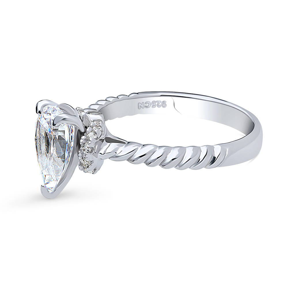 Angle view of Woven Solitaire 1.8ct CZ Ring in Sterling Silver, 5 of 8