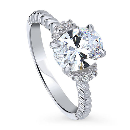 Woven Solitaire 1.8ct CZ Ring in Sterling Silver