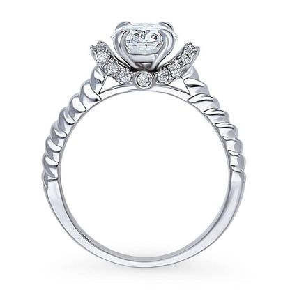 Woven Solitaire 1.8ct CZ Ring in Sterling Silver