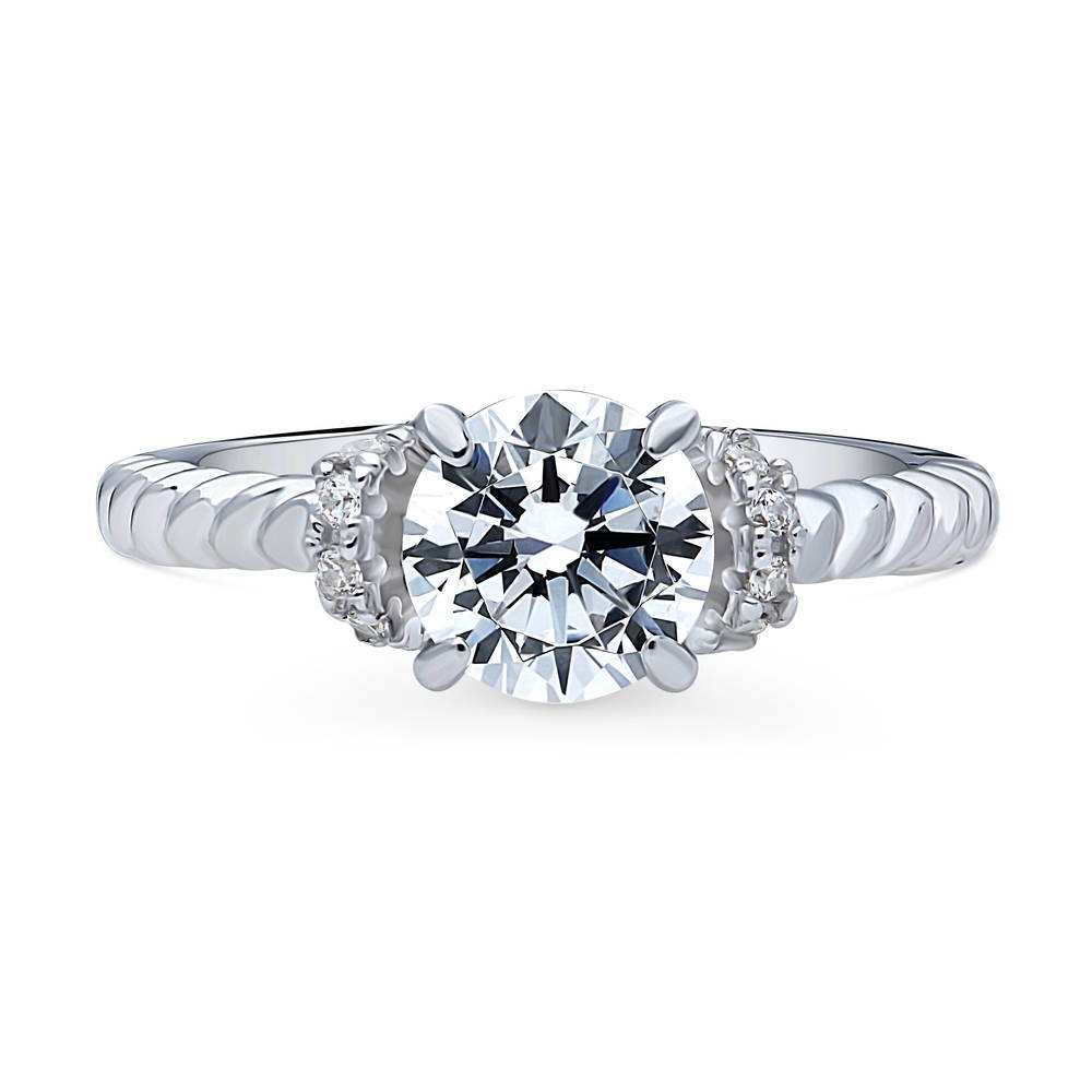 Woven Solitaire 1.25ct CZ Ring in Sterling Silver