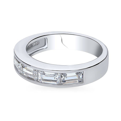 5-Stone Channel Emerald Cut CZ Eternity Ring in Sterling Silver
