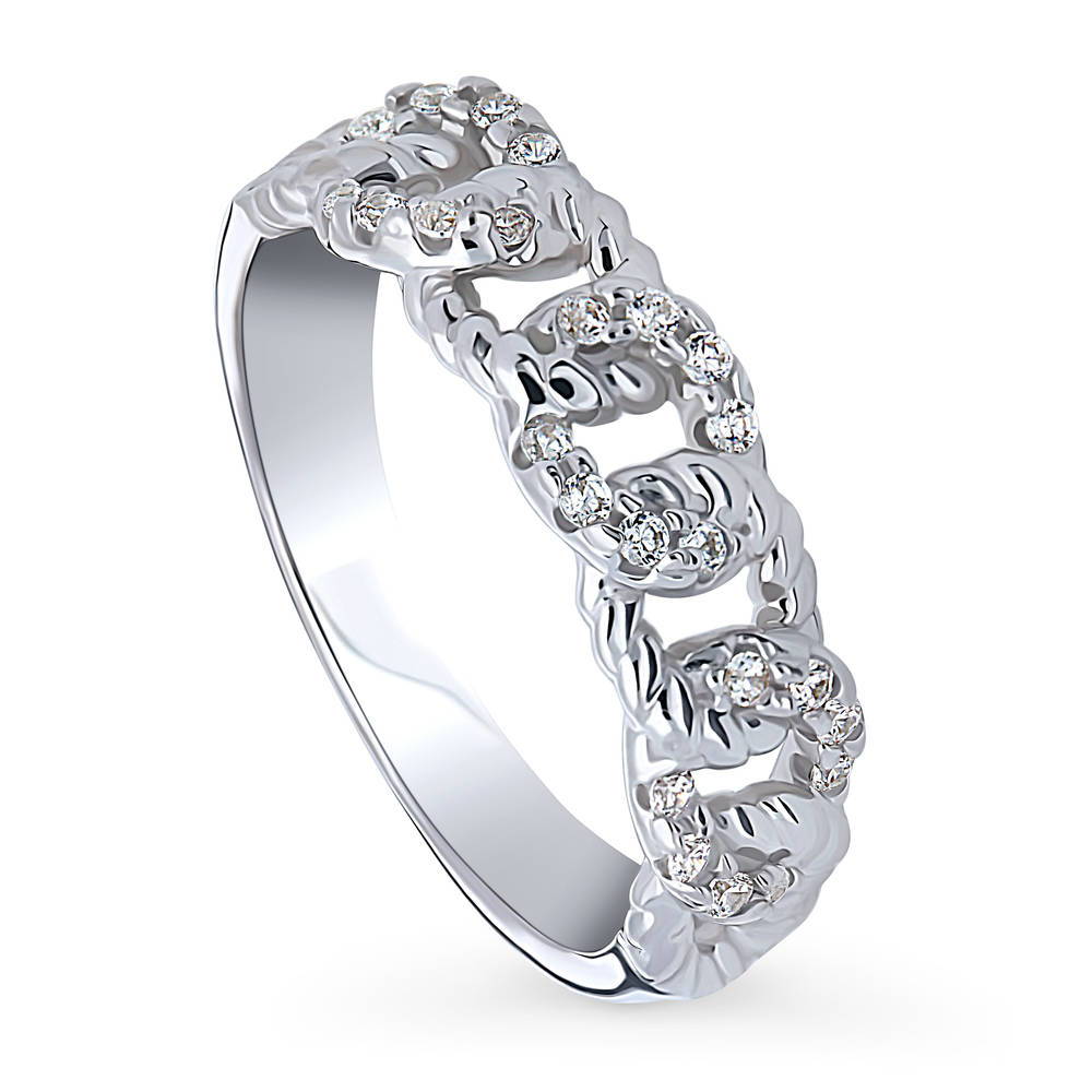 Front view of Woven CZ Band in Sterling Silver, 4 of 8