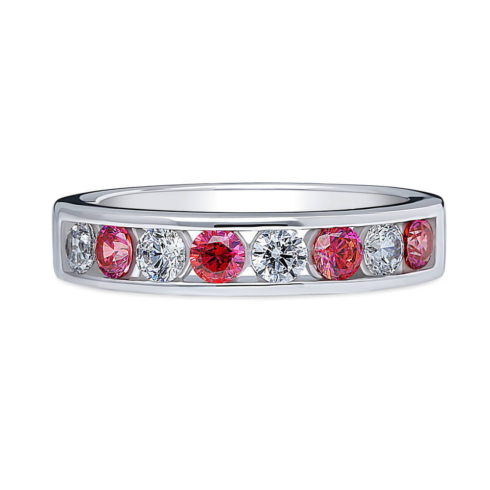 Red Channel CZ Eternity Ring in Sterling Silver