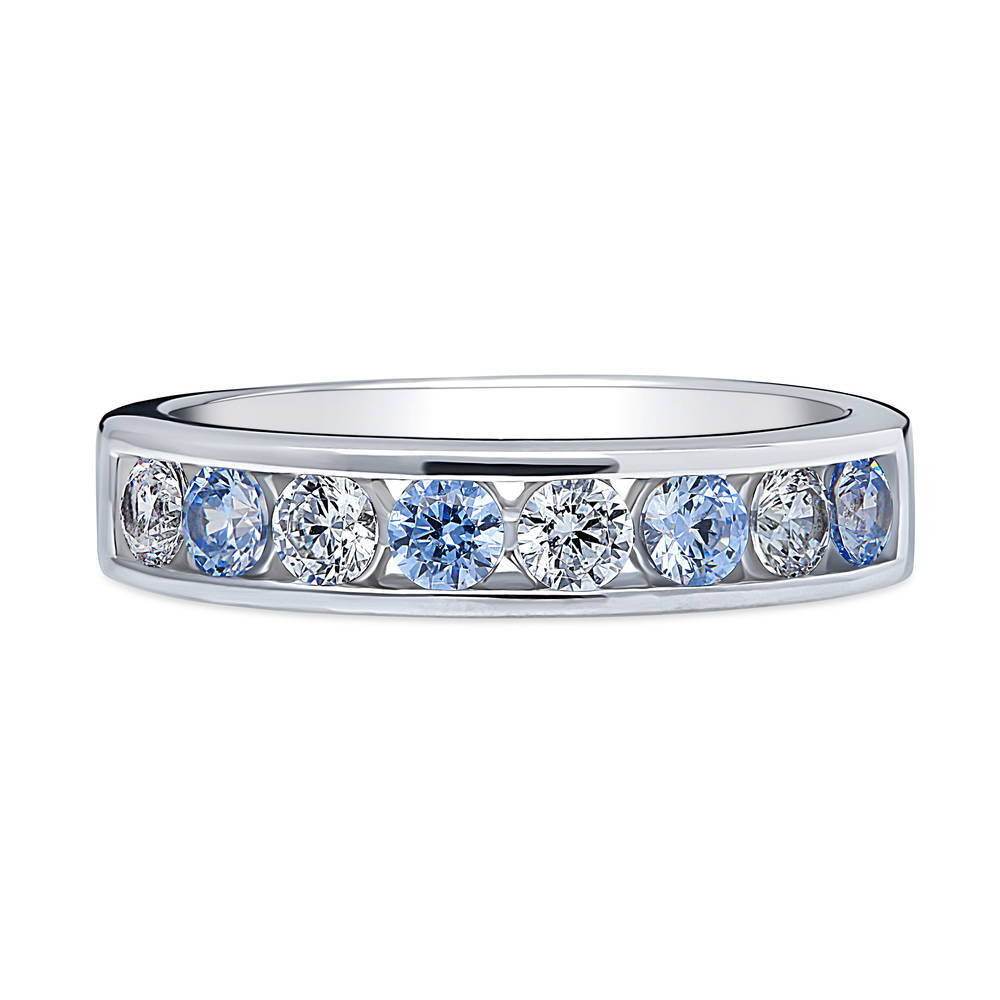 Greyish Blue Channel CZ Eternity Ring in Sterling Silver, 1 of 8