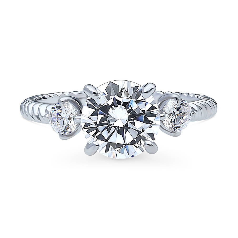 3-Stone Woven 2ct CZ Ring in Sterling Silver