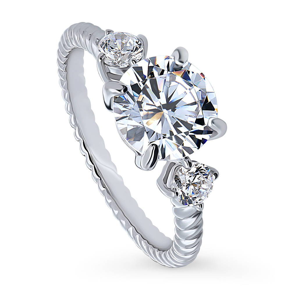 3-Stone Woven 2ct CZ Ring in Sterling Silver