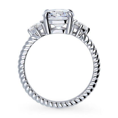 3-Stone Woven 2ct CZ Ring in Sterling Silver