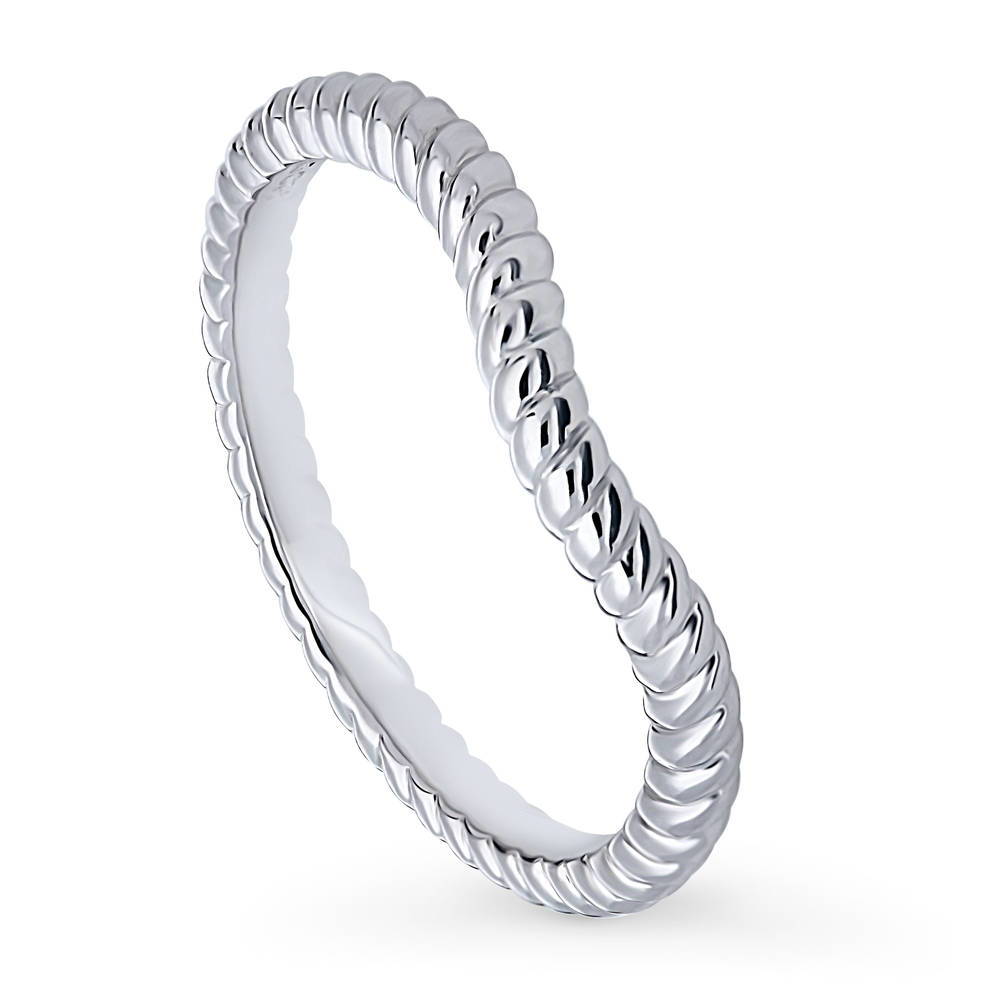 Front view of Woven Curved Band in Sterling Silver, 4 of 8