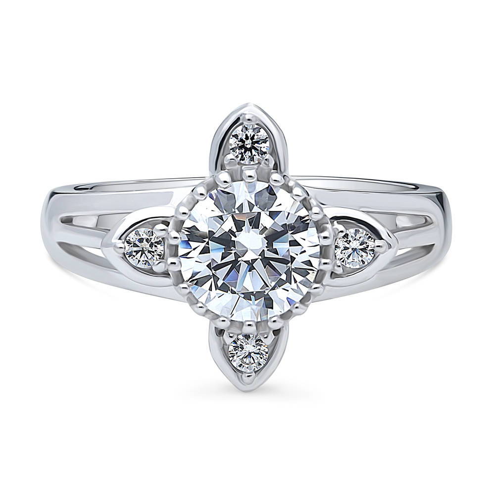 Flower CZ Ring in Sterling Silver