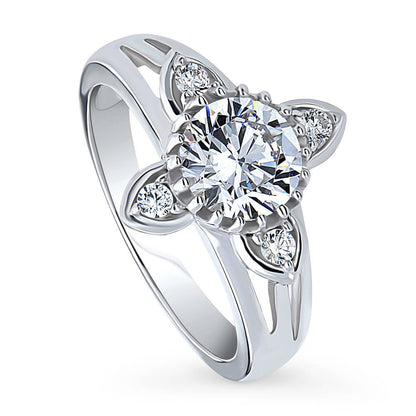 Flower CZ Ring in Sterling Silver