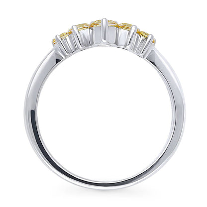 5-Stone Wishbone Chevron V Shaped CZ Band in Sterling Silver