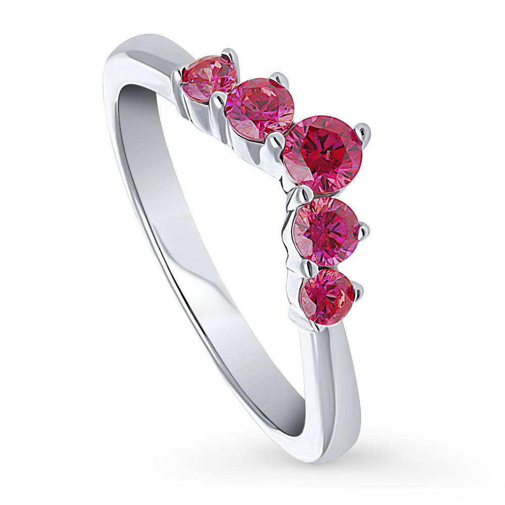 Front view of 5-Stone Wishbone CZ Band in Sterling Silver, 4 of 8