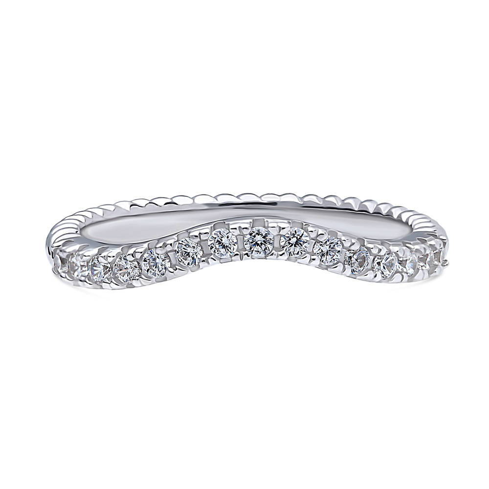 Woven Wishbone CZ Curved Half Eternity Ring in Sterling Silver, 1 of 8