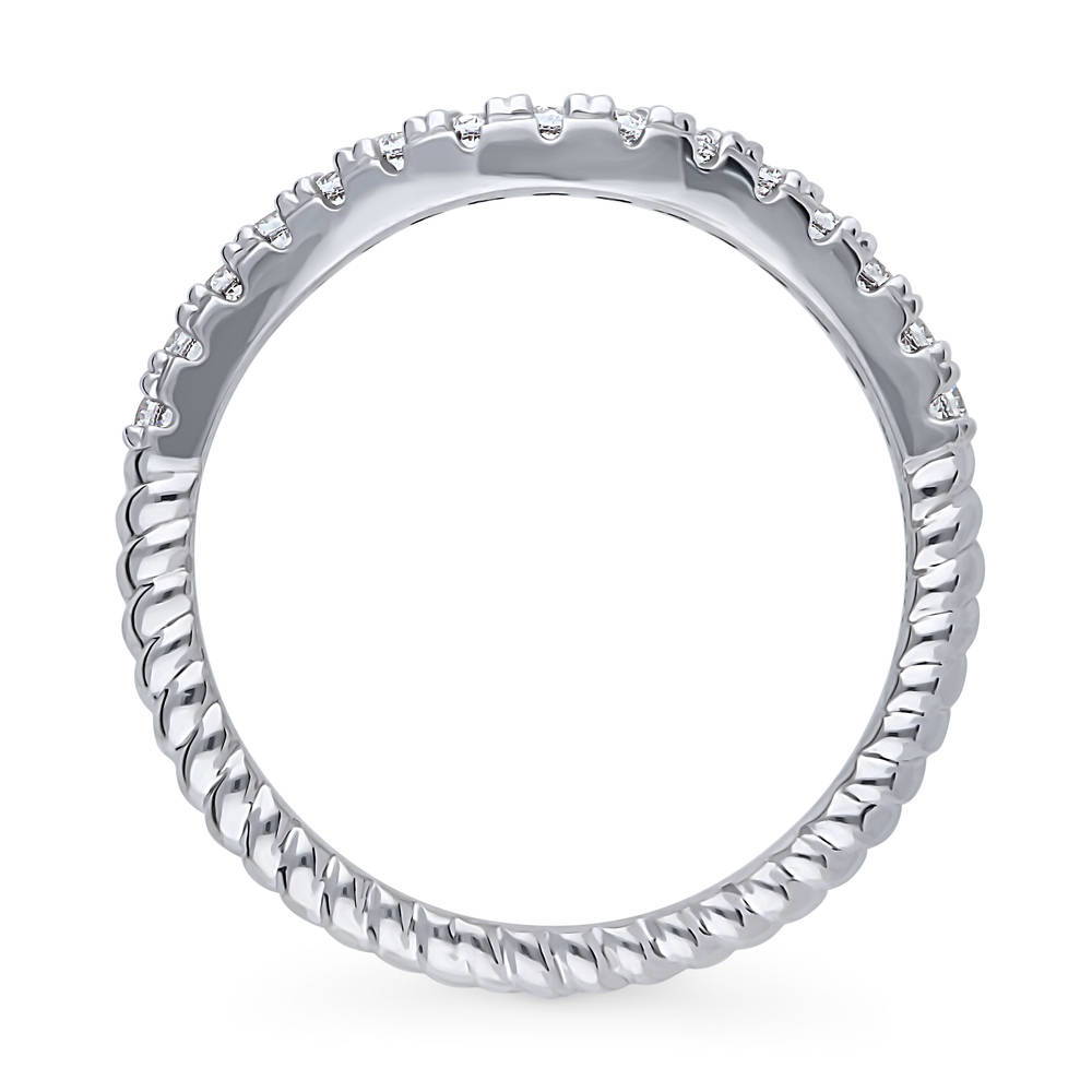 Alternate view of Woven Wishbone CZ Curved Half Eternity Ring in Sterling Silver, 8 of 8