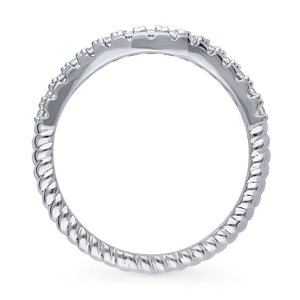 Alternate view of Woven Wishbone Chevron CZ Eternity Ring in Sterling Silver, 8 of 8