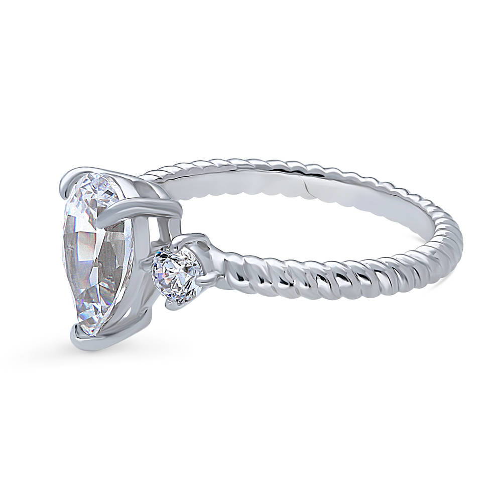 3-Stone Woven 1.8ct Pear CZ Ring in Sterling Silver