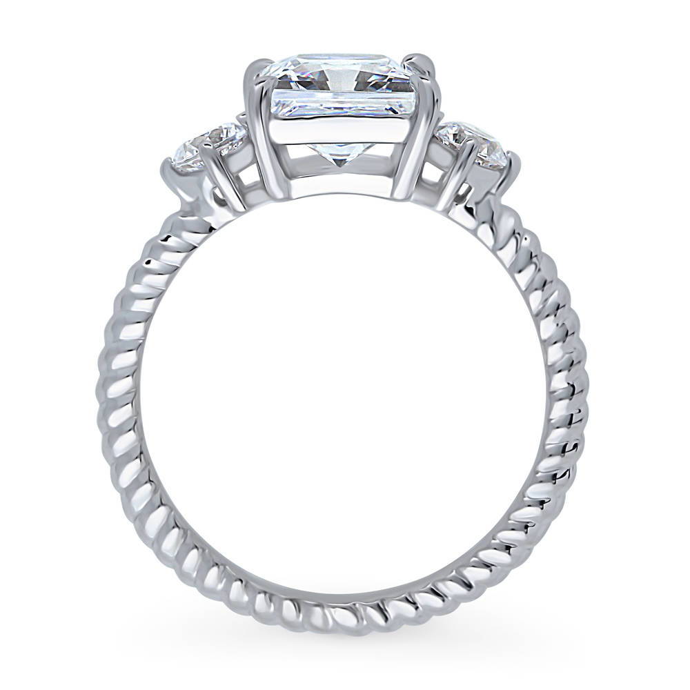 3-Stone Woven Princess CZ Ring in Sterling Silver
