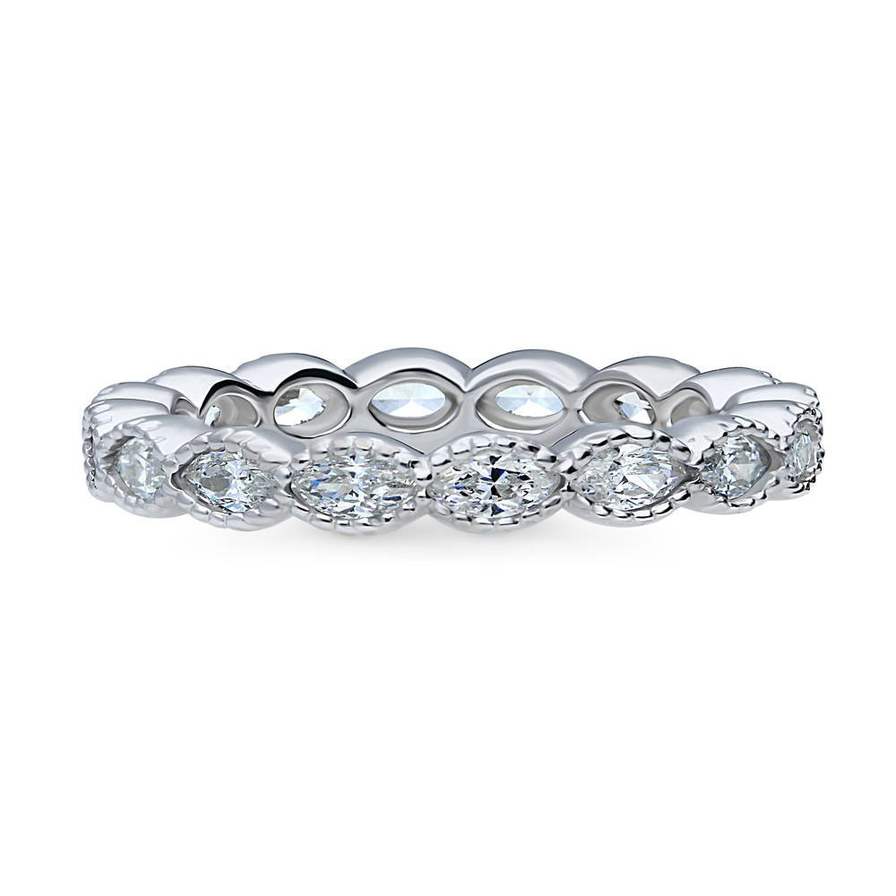 Bezel Marquise CZ Eternity Ring in Sterling Silver