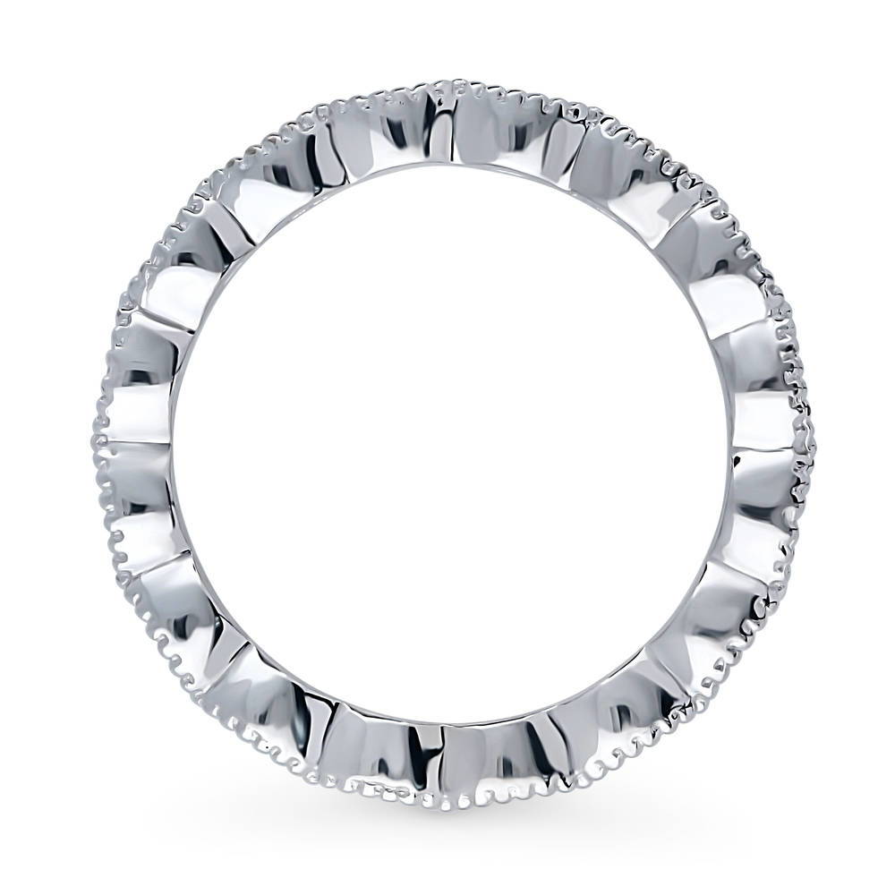 Angle view of Milgrain Bezel Set Marquise CZ Eternity Ring in Sterling Silver, 5 of 7