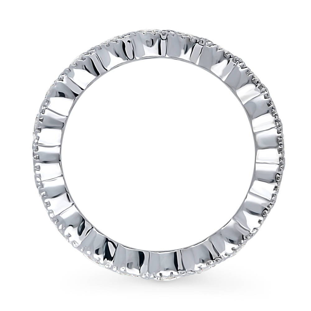Milgrain Bezel Set CZ Eternity Ring in Sterling Silver