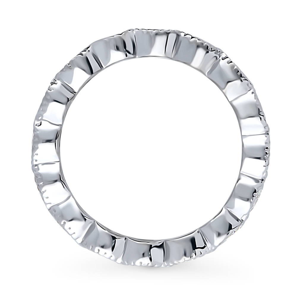 Angle view of Milgrain Bezel Set Pear CZ Eternity Ring in Sterling Silver, 5 of 7