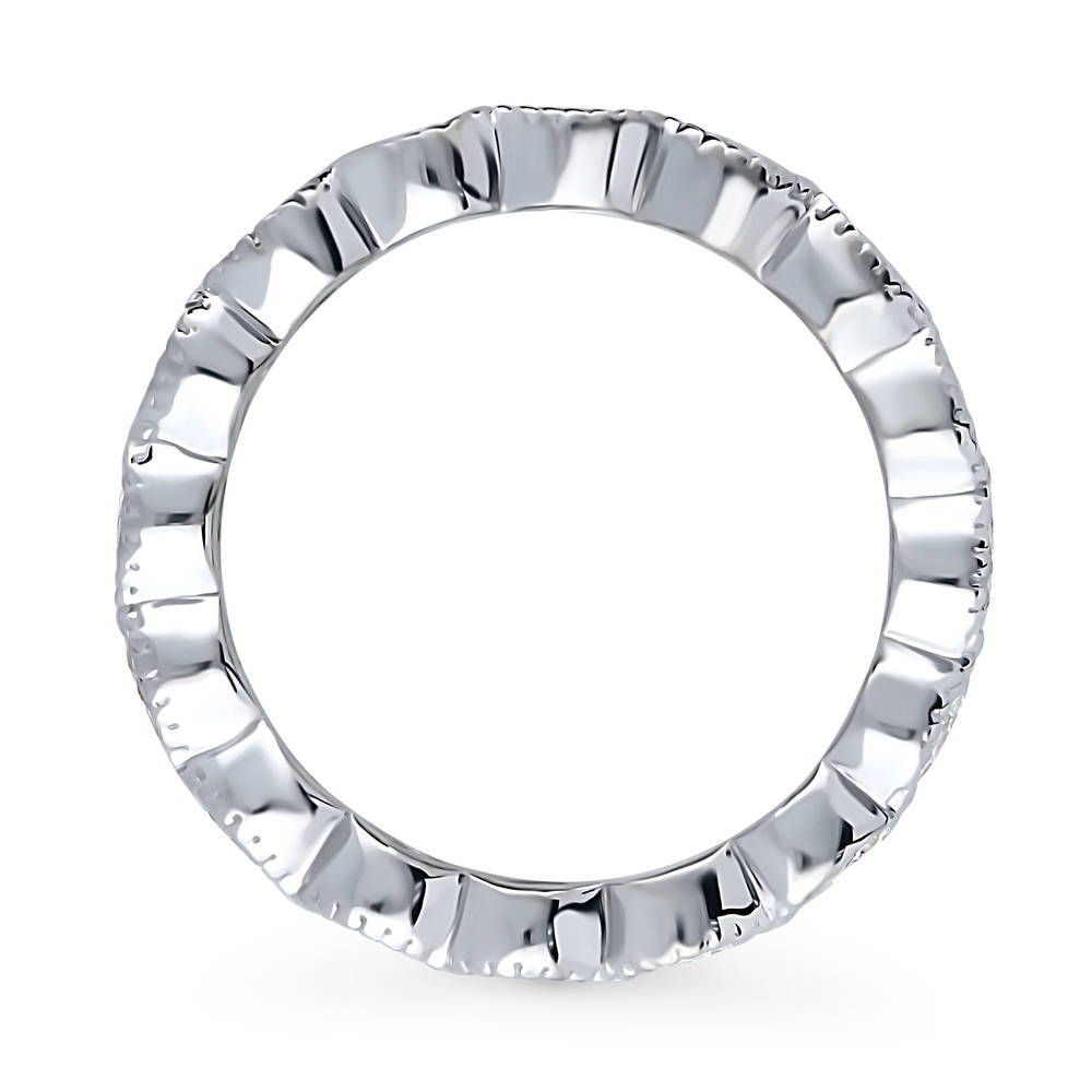 Angle view of Bezel Pear CZ Eternity Ring in Sterling Silver, 5 of 7
