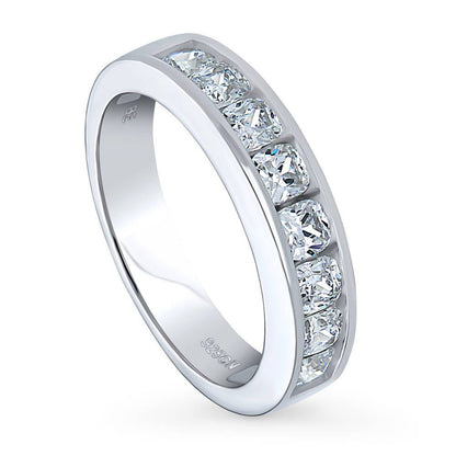 Channel Cushion CZ Eternity Ring in Sterling Silver