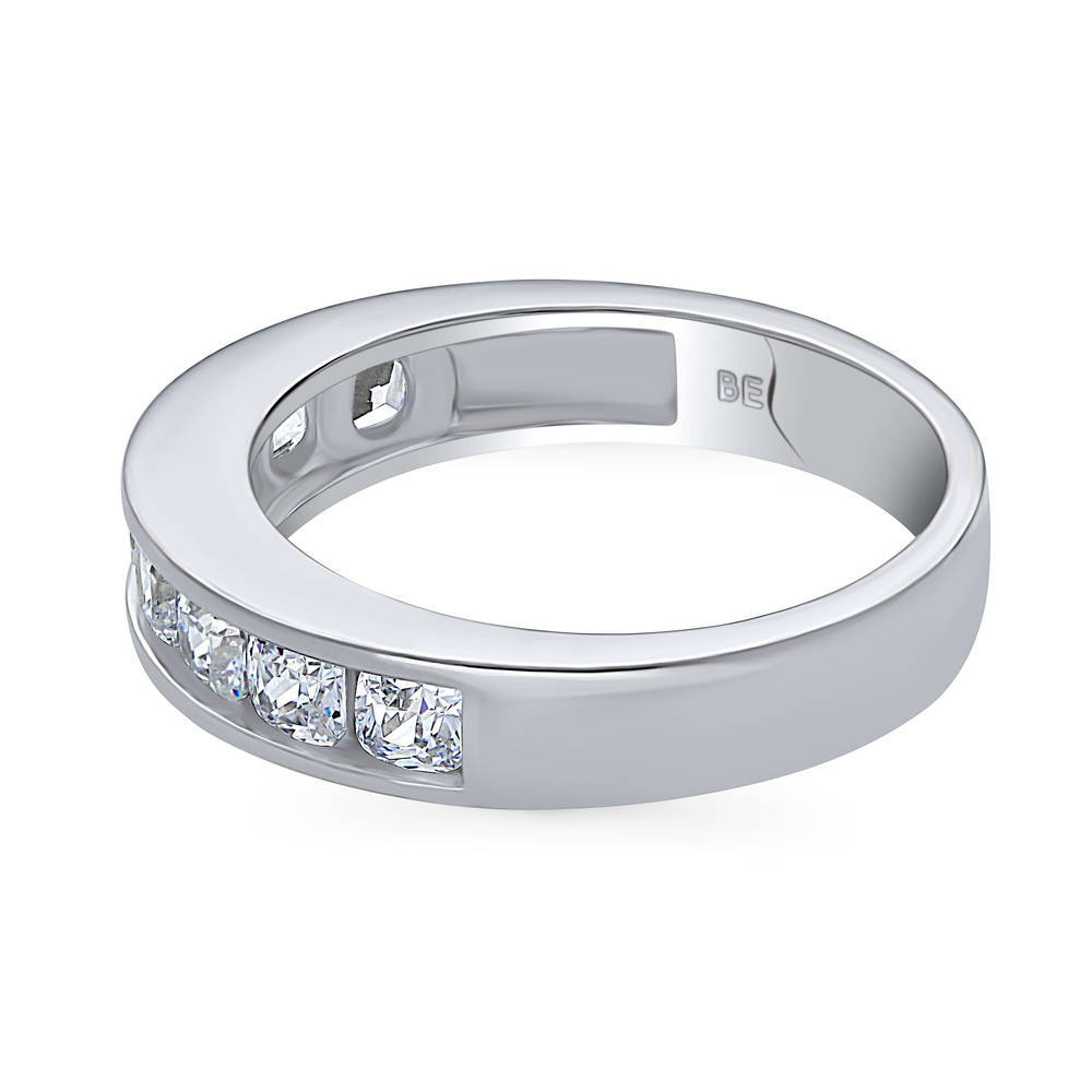 Channel Cushion CZ Eternity Ring in Sterling Silver