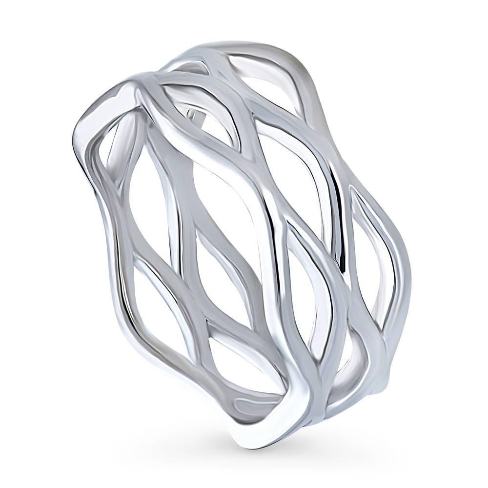 Front view of Woven Band in Sterling Silver, 3 of 7