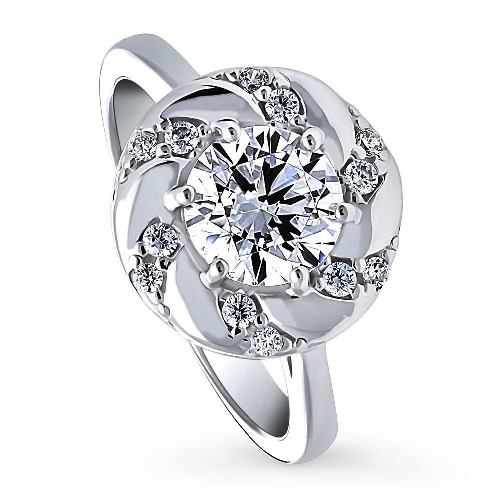 Front view of Woven Wreath CZ Ring in Sterling Silver, 4 of 8