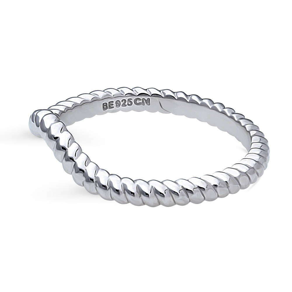 Angle view of Woven Wishbone Curved Band in Sterling Silver, 5 of 8