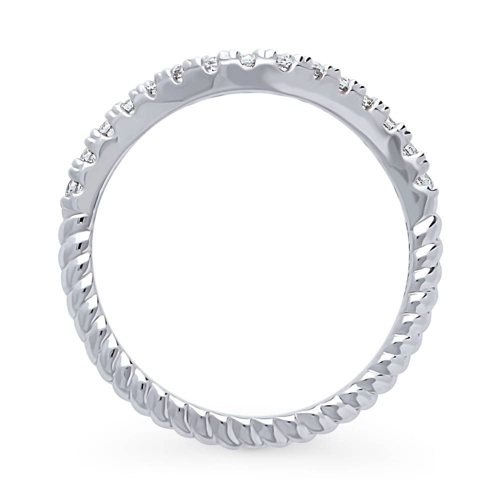 Alternate view of Woven Wishbone Pave Set CZ Curved Half Eternity Ring in Sterling Silver, 8 of 8